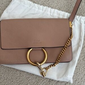 CHLOE goat skin small Faye shoulder bag biscotti beige